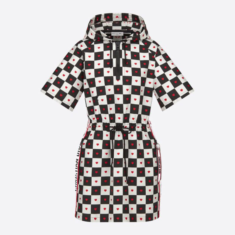 Dior Women Dioramour Shorts Black White and Red D-Chess Heart Technical ...