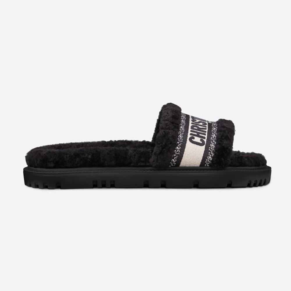 Louis Vuitton Homey Black Shearling Fur Slippers Size 39