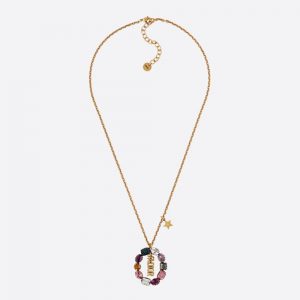 Dior Women J adior Necklace Antique Gold-Finish Metal and Multicolor Crystals