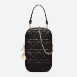 Dior Women Lady Dior Phone Holder Black Cannage Lambskin