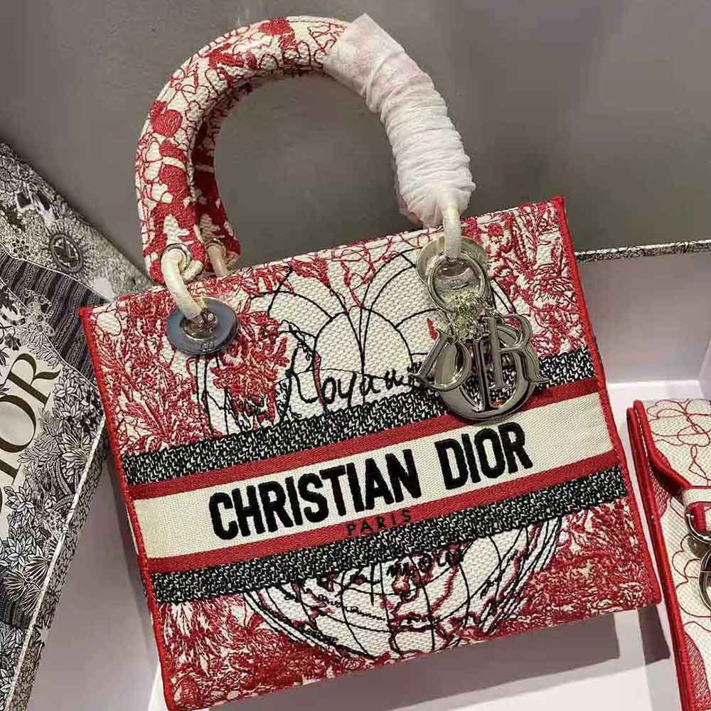 Christian Dior Red And White D-Royaume D'Amour Embroidery Book