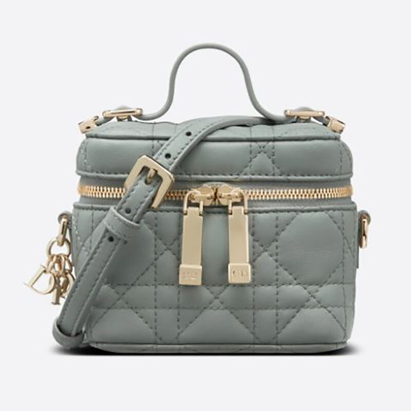 Dior Women Micro Lady Dior Vanity Case Cannage LambskinPink