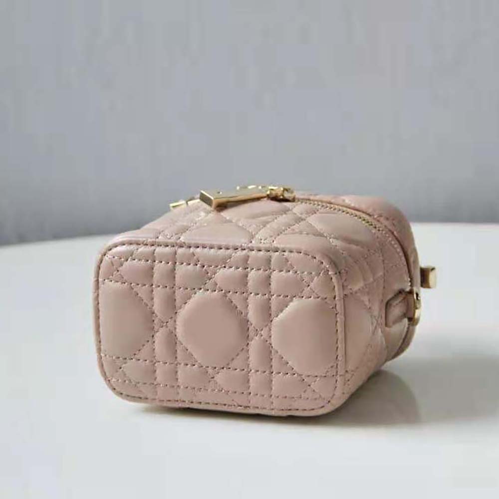 Lady Dior Micro Vanity Case Peony Pink Patent Cannage Calfskin  DIOR