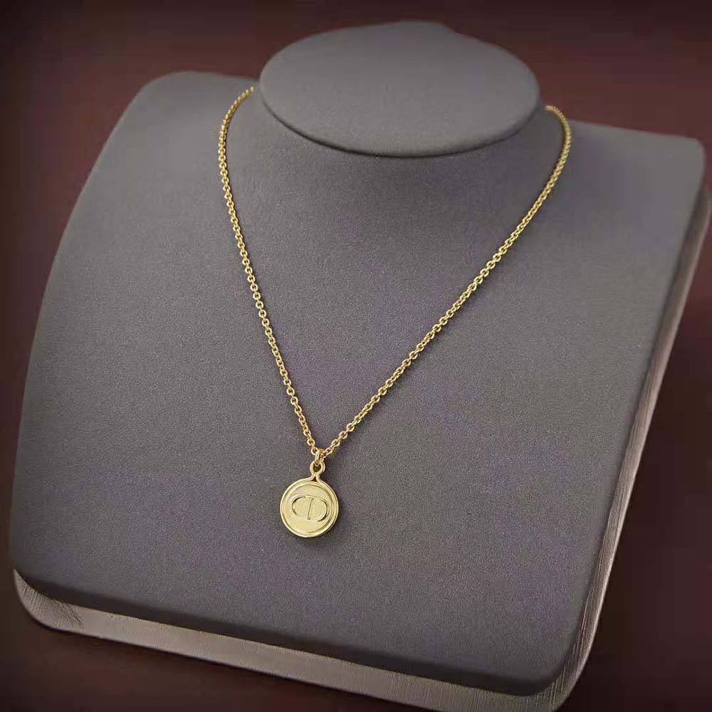 CD Lock Necklace Gold-Finish Metal