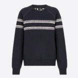 Dior Women Reversible Crew-Neck Sweater Blue Double-Sided Technical Cashmere