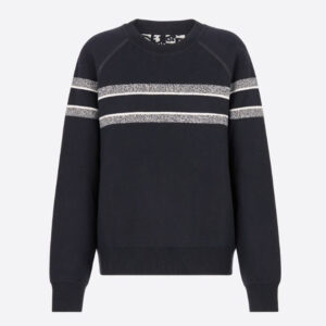 Dior Women Reversible Crew-Neck Sweater Blue Double-Sided Technical Cashmere