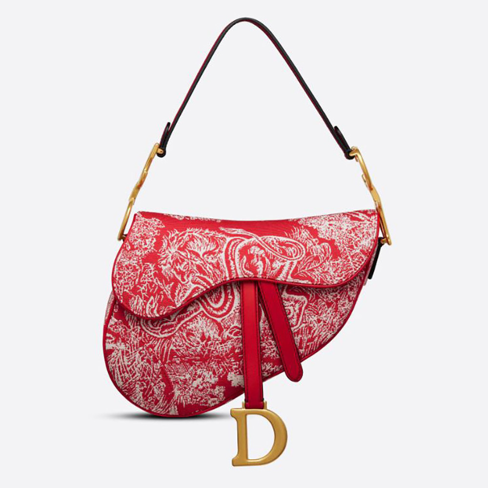 Dior Women Saddle Bag Toile DE Jouy Reverse Jacquard