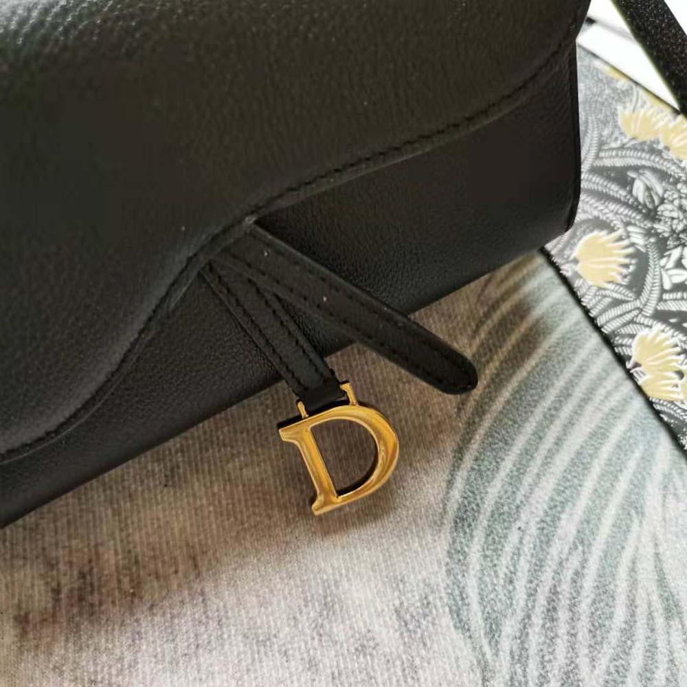 Dior - Long Saddle Wallet with Chain Black Goatskin - Women