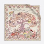 Dior Women Tree of Life Square Scarf Beige Silk Twill