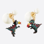 Dior Women Tribales Earrings Gold-Finish Metal and White Resin Pearls