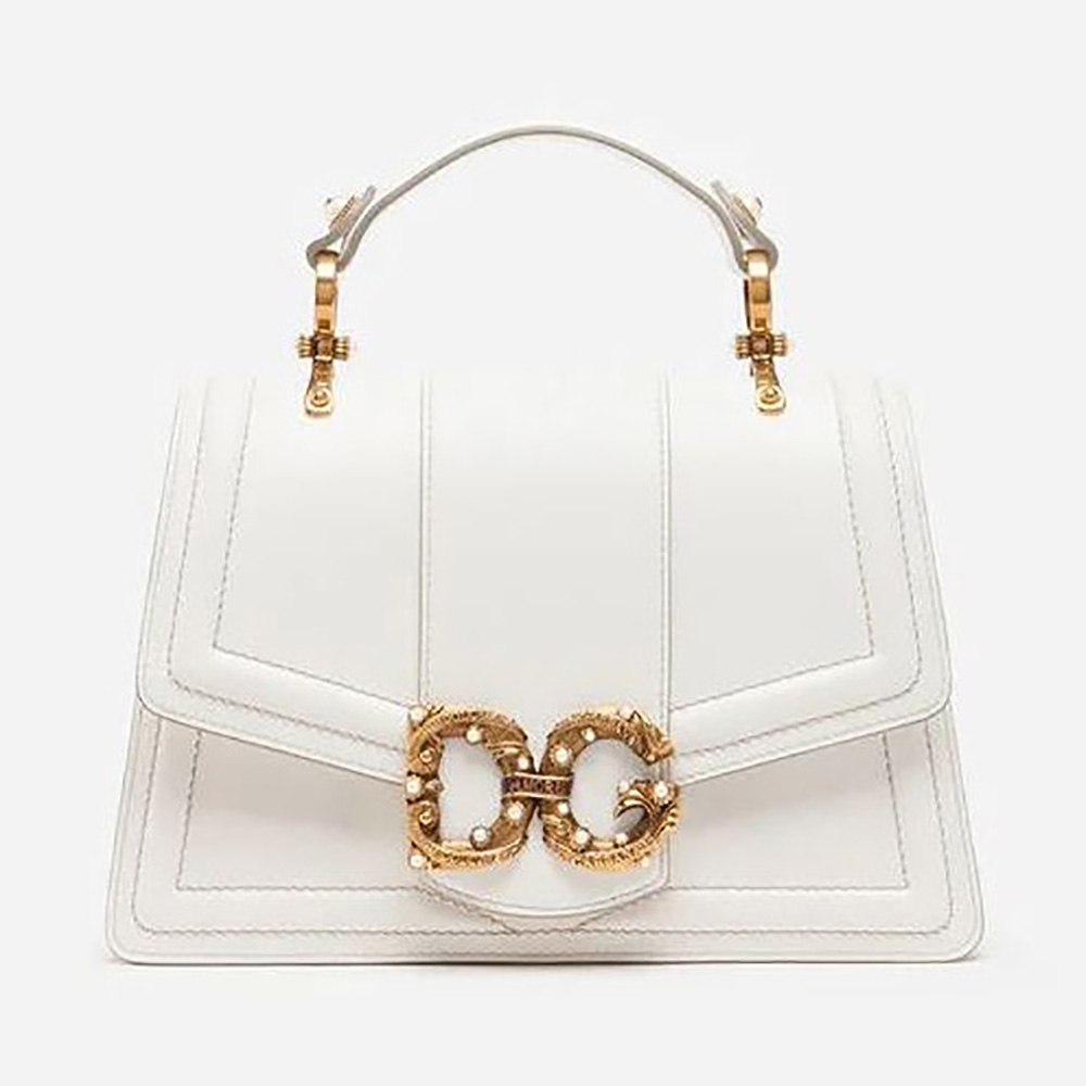 Dolce Gabbana D&G Women Amore Bag in Calfskin Leather-White