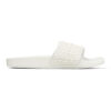 Jimmy Choo Women Fitz/F White Canvas and Leather Pool Slides with Pearls