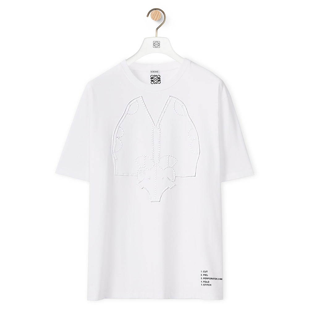 Loewe Women Elephant Embroidered T-Shirt in Cotton-White