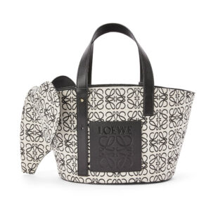 Loewe Women Elephant Basket Bag in Anagram Jacquard and Calfskin