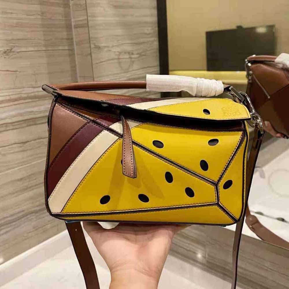 LOEWE Nano Puzzle Bag in Classic Calfskin in Yellow