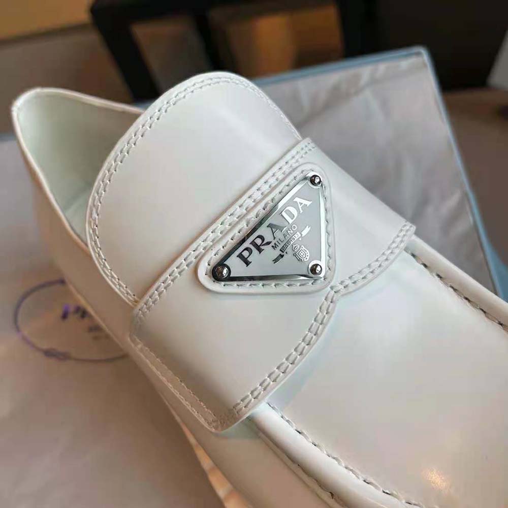 prada white loafers