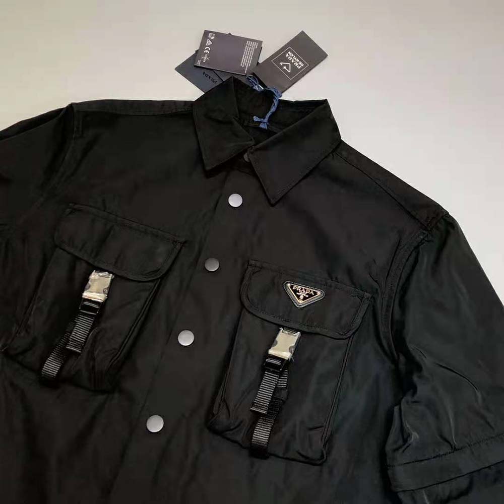 Prada Re-Nylon Shirt, Men, Black, Size L