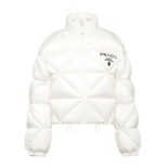 Prada Women Re-Nylon Gabardine Cropped Down Jacket-White