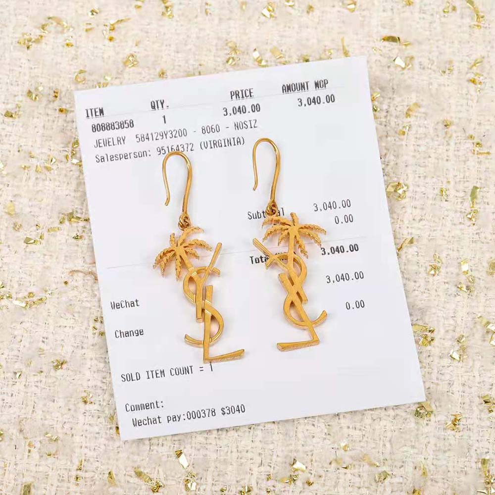 monogram palm earrings in metal