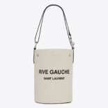 Saint Laurent YSL Women Rive Gauche Bucket Bag in Linen-black