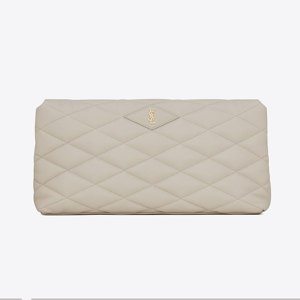 Saint Laurent Sade Puffer Envelope Clutch Bag - White