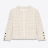 Saint Laurent YSL Women Short Jacket in Check Wool and Silk Tweed
