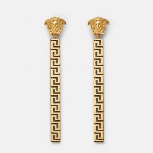 Versace Women Greca Drop Earrings-Gold
