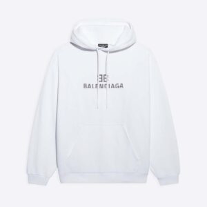 Balenciaga Women BB Pixel Medium Fit Hoodie in White