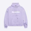 Balenciaga Women Caps Destroyed Hoodie in Purple