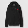 Burberry Men Heart Motif Cotton Hooded Top-Black