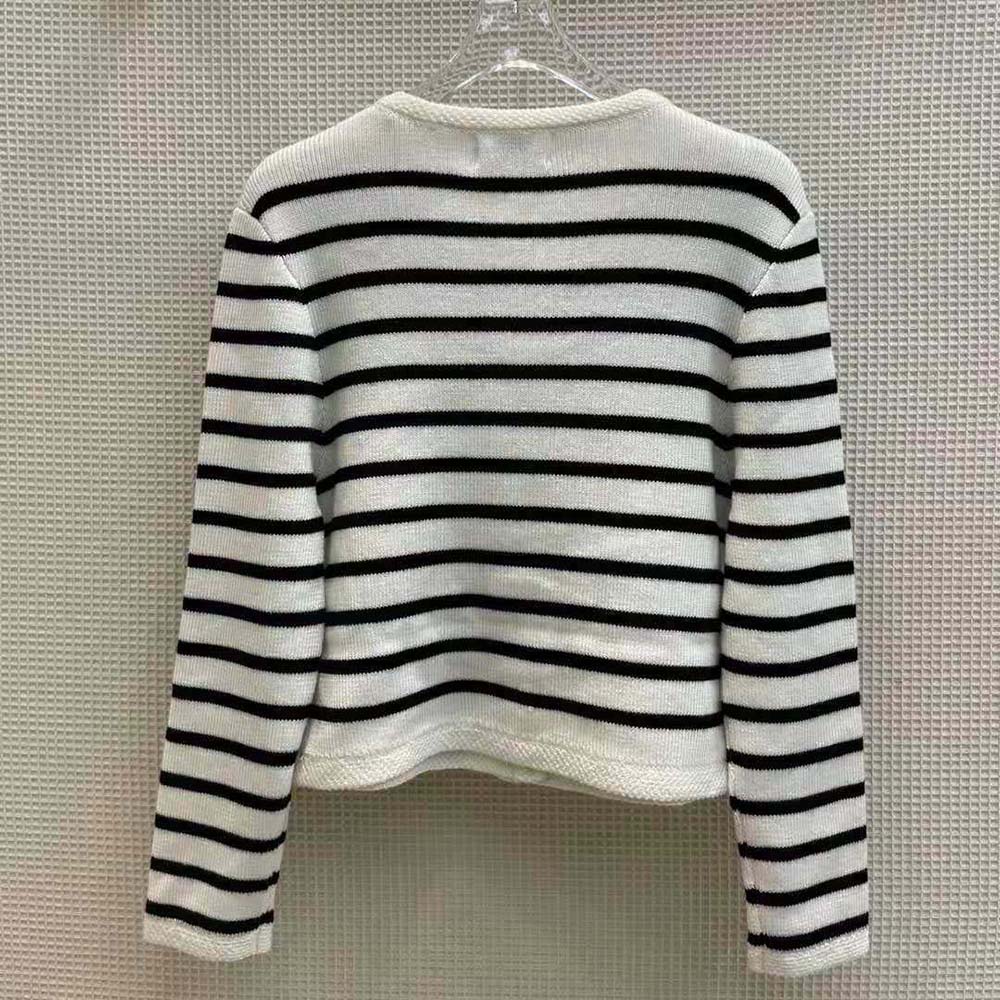 Celine FW22 Cropped Striped Wool Logo Striped Top (Size 2