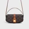 Celine Women Clutch on Strap in Triomphe Canvas and Calfskin