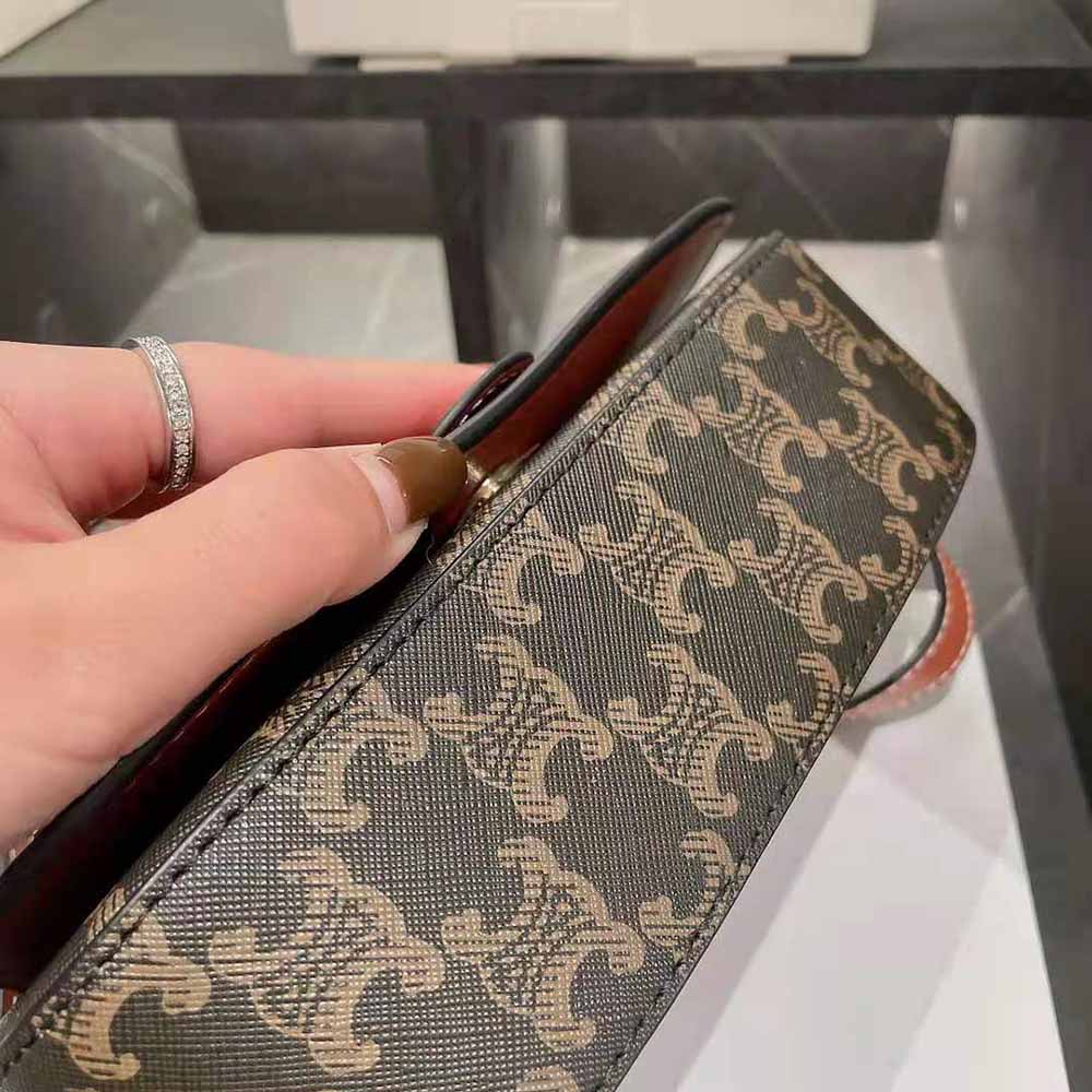 Celine Women Clutch on Strap in Triomphe Canvas and Calfskin 6 Celine Women Clutch on Strap in Triomphe Canvas and Calfskin - Image 6