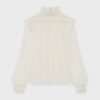 Celine Women Embroidered Blouse in Silk Crepe
