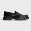 Celine Women Margaret Loafer with Triomphe Chain in Polished Bull-Black