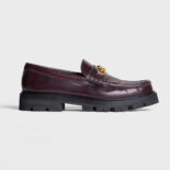 Celine Women Margaret Loafer with Triomphe Chain in Polished Bull-Maroon