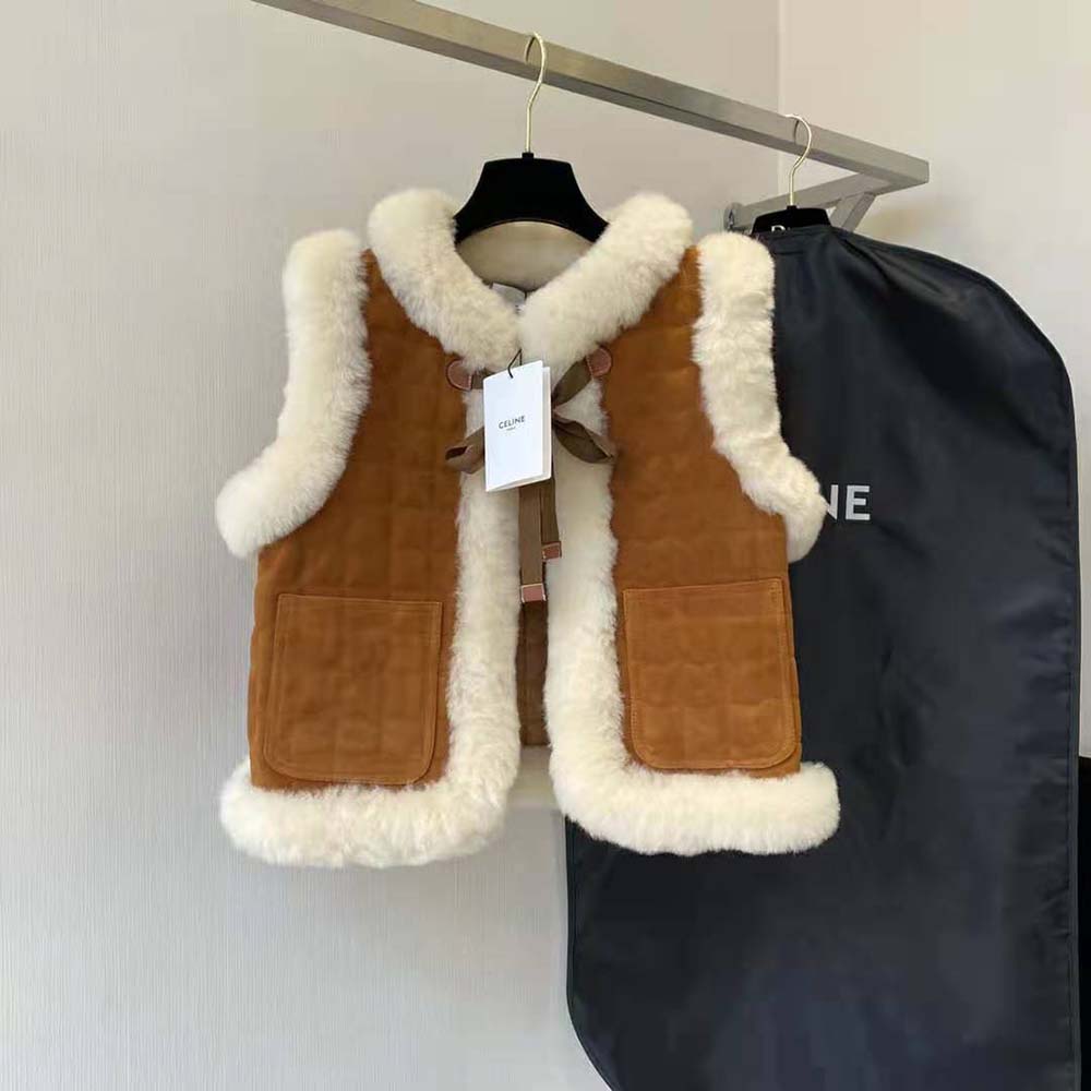 celine shearling vest