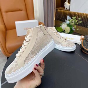 Chloé women's lauren discount lace mid top sneakers