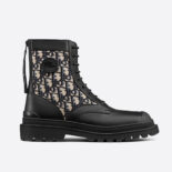 Dior Men Explorer Ankle Boot Beige and Black Dior Oblique Jacquard and Black Smooth Calfskin