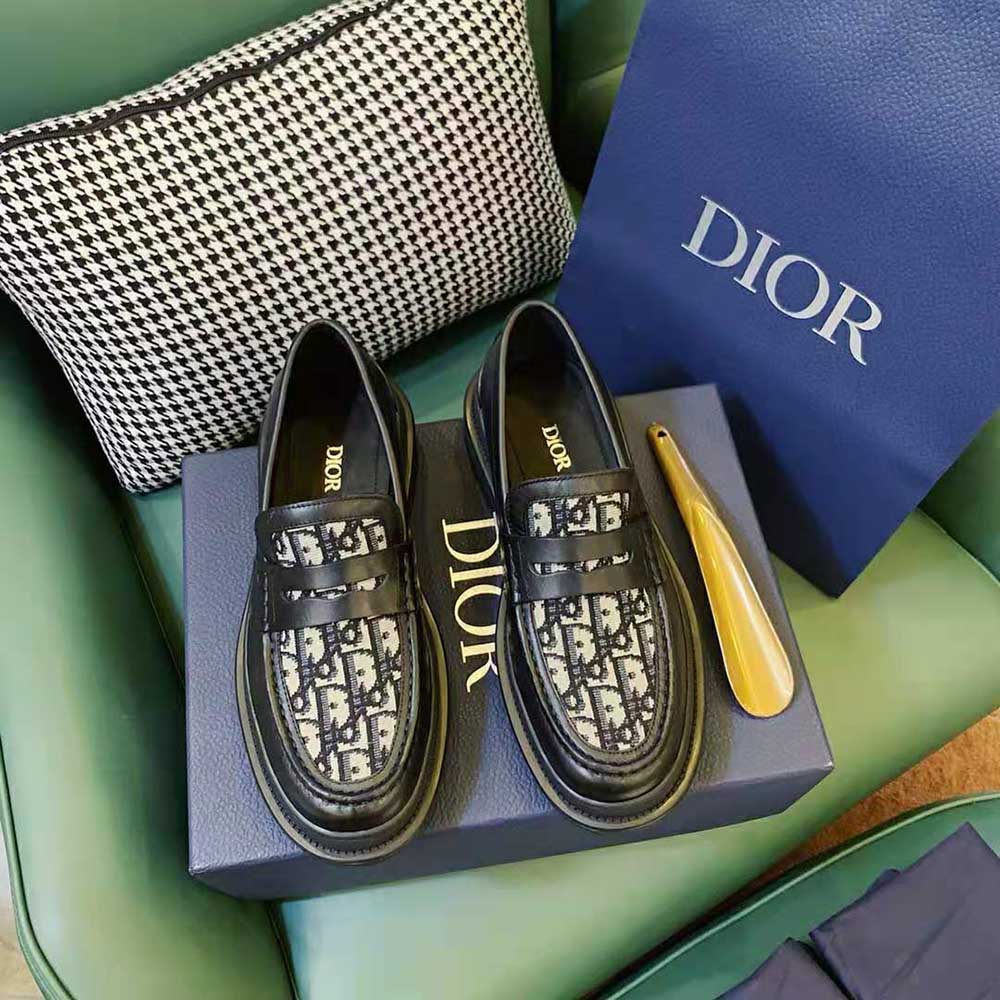 Dior - Dior Granville Loafer Beige and Black Dior Oblique Jacquard - Size 42.5 - Men