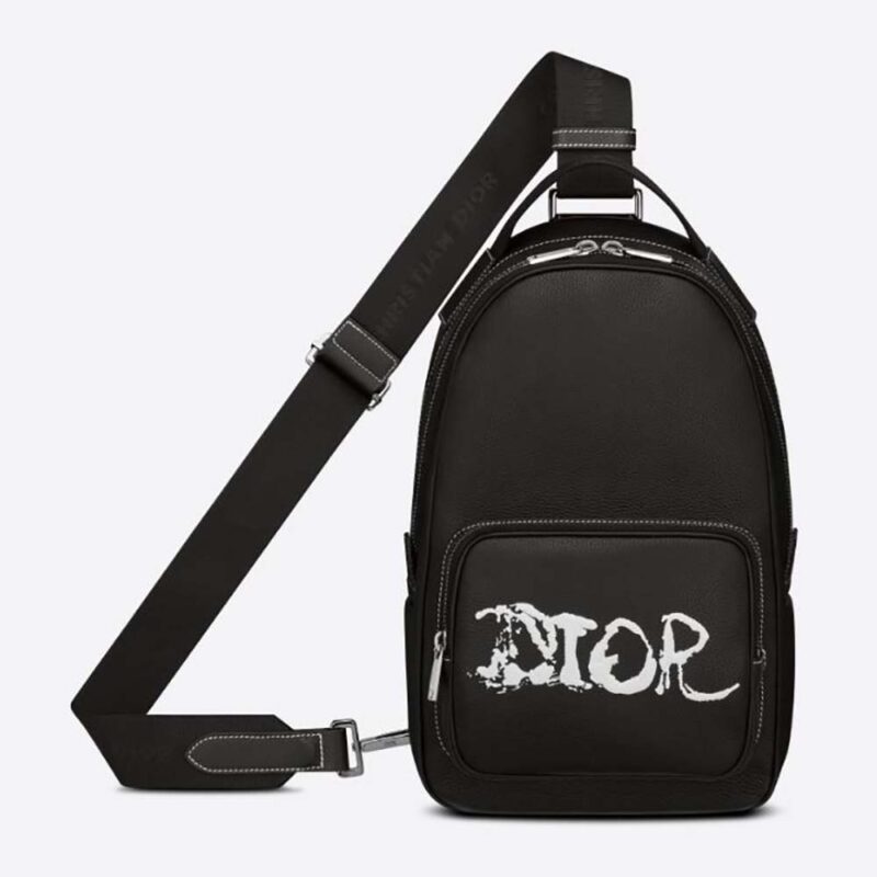 Dior Men Peter Doig Safari Messenger Bag Black Grained Calfskin