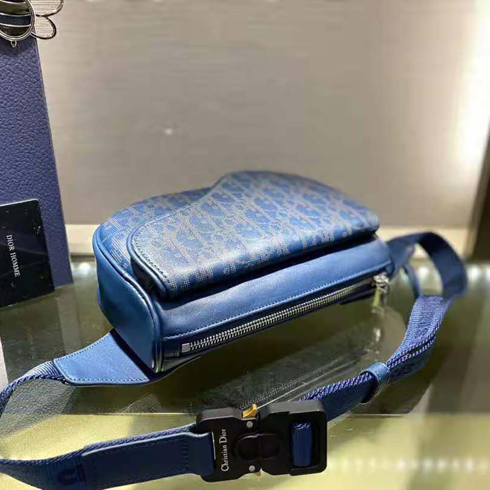 CHRISTIAN DIOR HOMME Oblique Saddle Belt Bag Blue | FASHIONPHILE