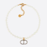 Dior Women 30 Montaigne Choker Antique Gold-Finish Metal with White Resin Pearls and White Crystals