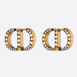 Dior Women 30 Montaigne Earrings Antique Gold-Finish Metal and White Crystals