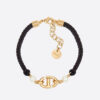 Dior Women CD Navy Bracelet Gold-Finish Metal with Black Cotton and White Resin Pearls