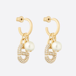 Dior Women CD Navy Earrings Gold-Finish Metal