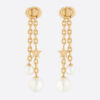 Dior Women CD Navy Earrings Gold-Finish Metal and White Resin Pearls