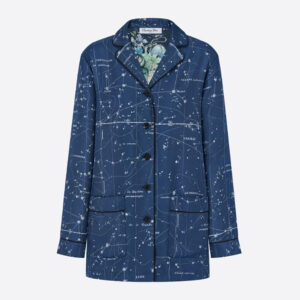 Dior Women Chez Moi Jacket Blue Dior Zodiac Silk Twill