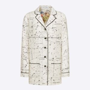 Dior Women Chez Moi Jacket White Dior Zodiac Silk Twill