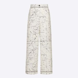 Dior Women Chez Moi Pants White Dior Zodiac Silk Twill